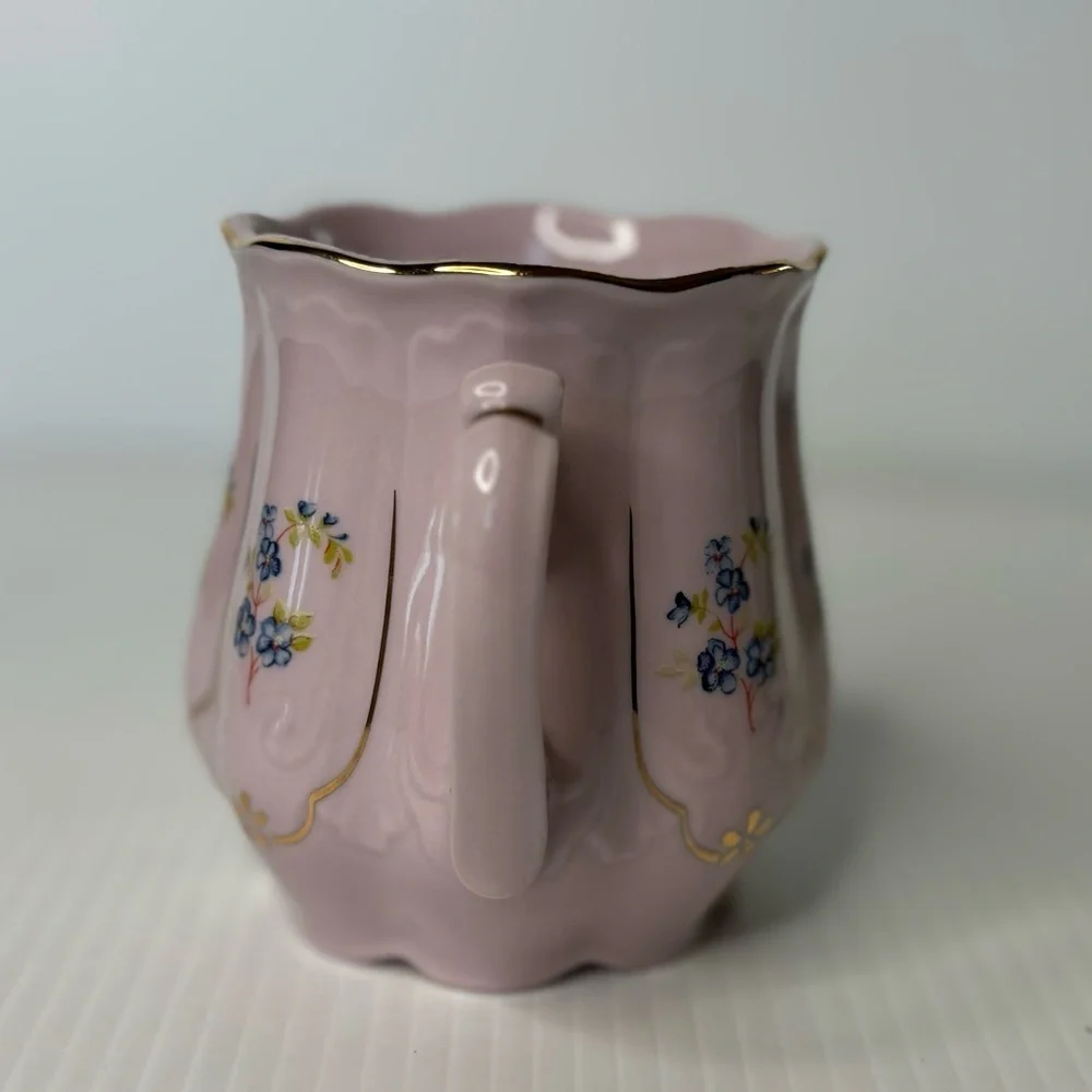 H & C Czech Original Rosa Porzelain Porcelain Mug Teacup Floral Spray Gold Trim